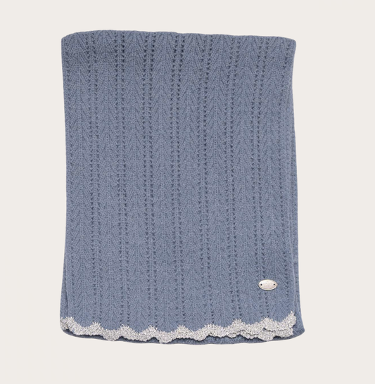 Scarf scalloped edge blue