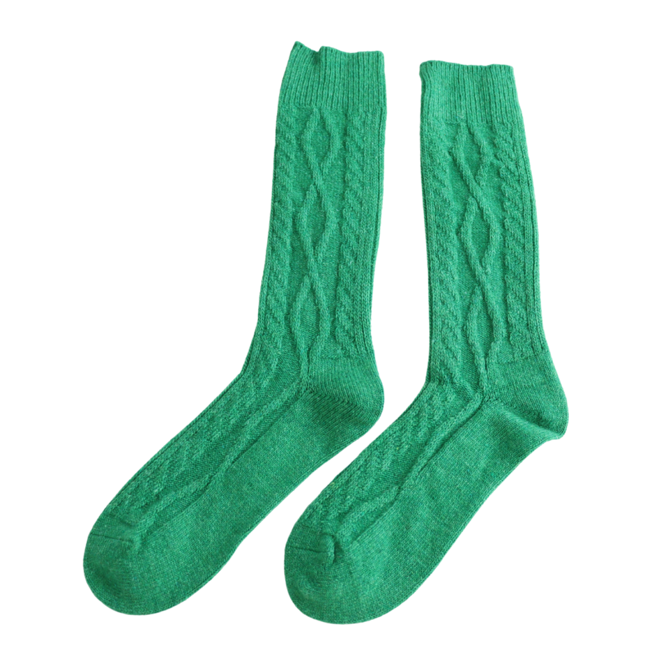 Green Winter Cable Socks