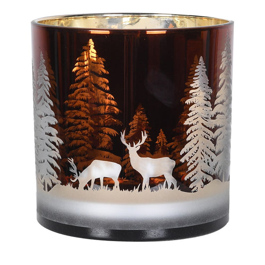 Small deer forest candle holder