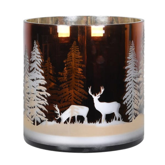 X Large deer forest candle holder