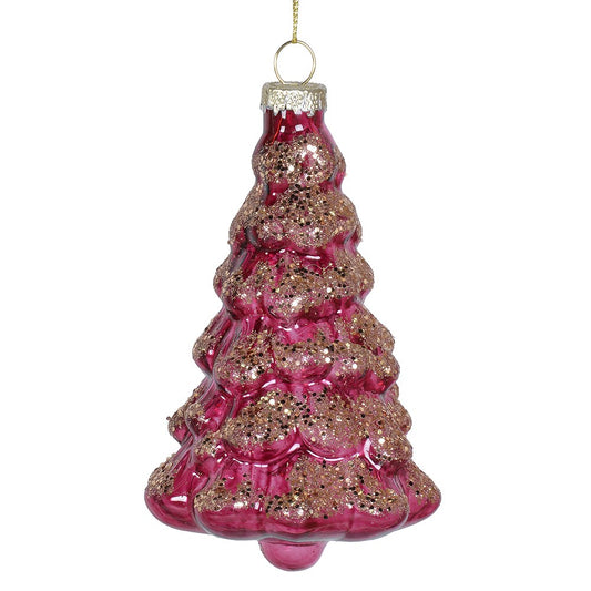 Magenta glitter tree bauble