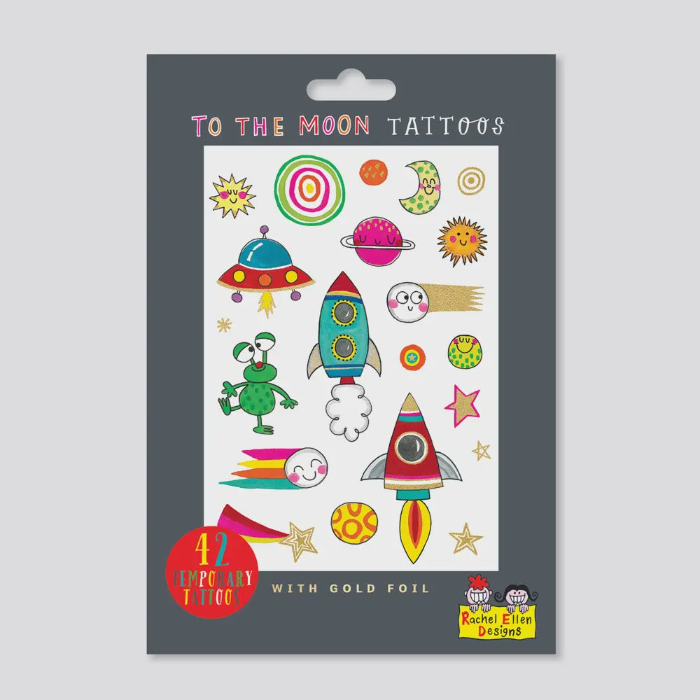 'To The Moon' Space Temporary Tattoos