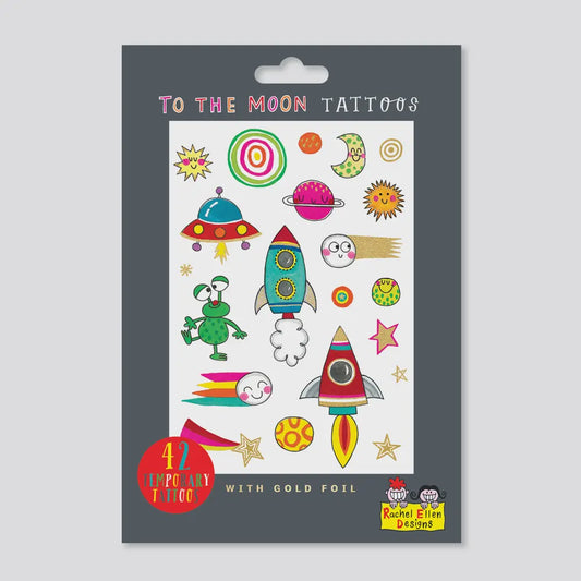 'To The Moon' Space Temporary Tattoos