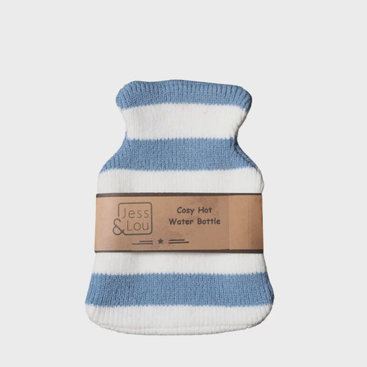 Cornflower & White Stripe Mini Hot Water Bottle CC111