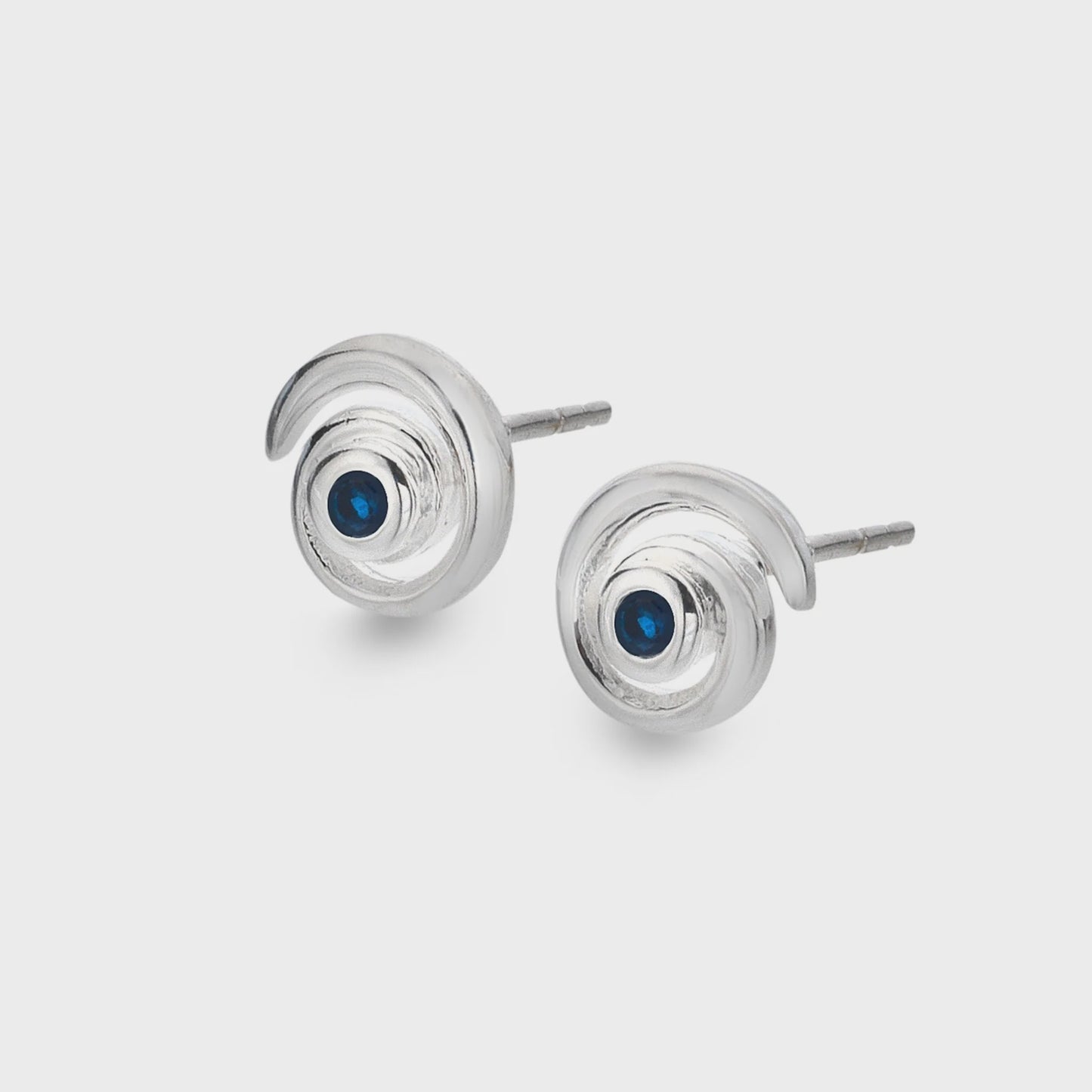 Blue spiral wave stud earrings