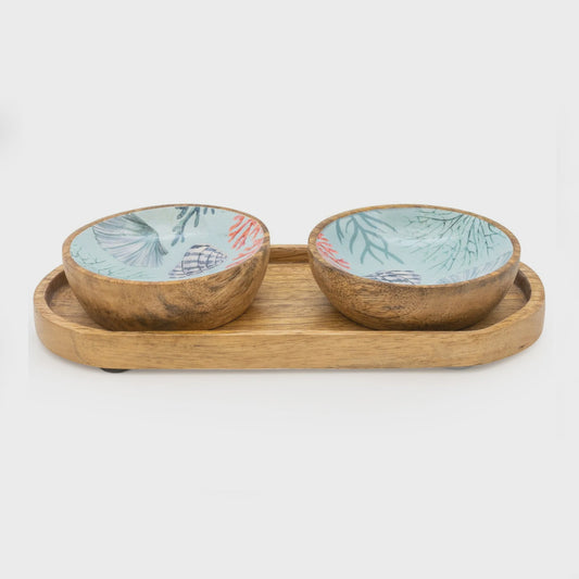 Set of 2 small mango wood dipping bowls