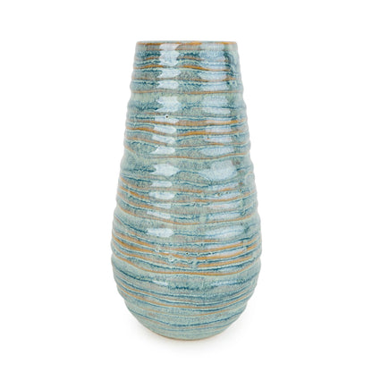 Blue curved porcelain vase - 20cm