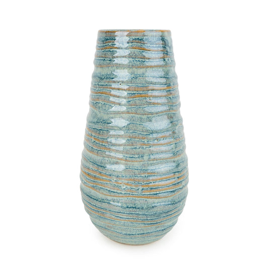 Blue curved porcelain vase - 20cm