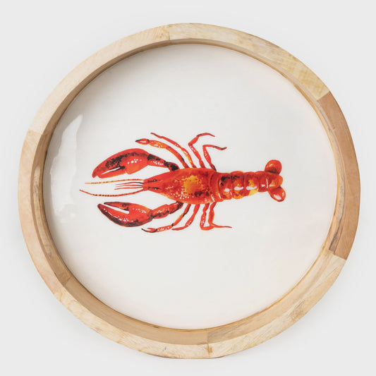 30cm round lobster mango wood tray