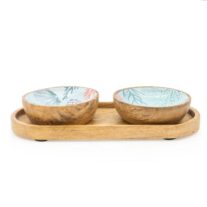 Set of 2 small mango wood dipping bowls