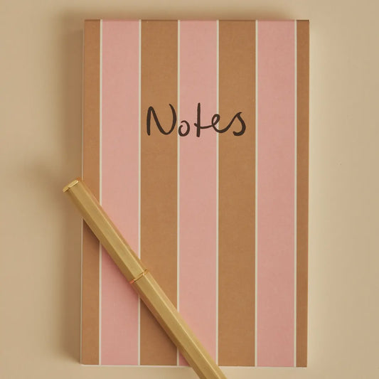 Notepad/notebook - Stripe Brown & Pink