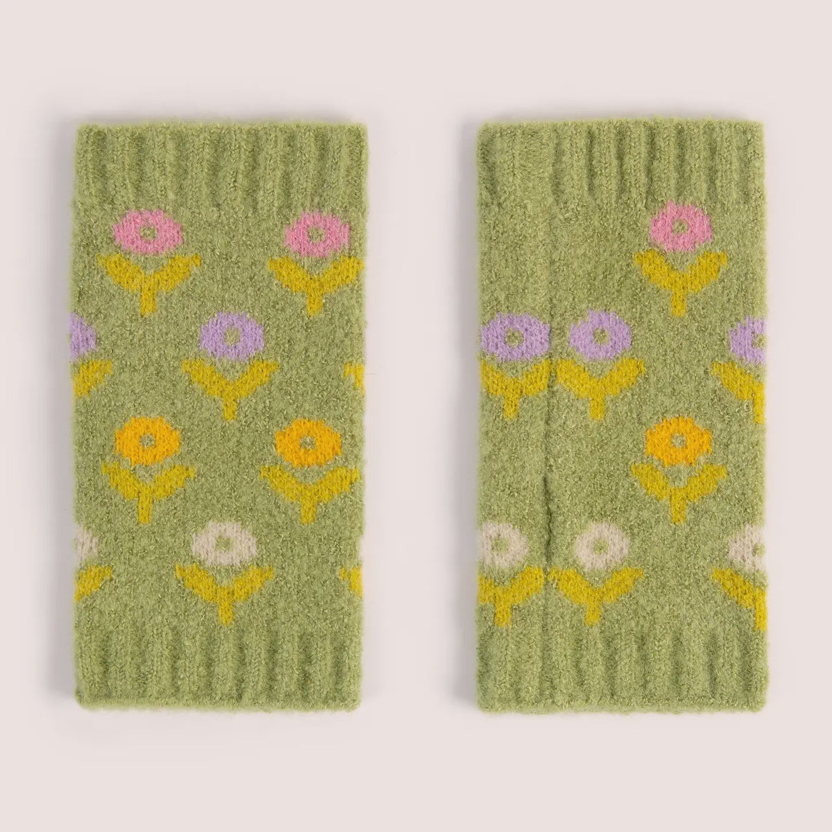 Willow Ditsy Flower Wrist Warmers - Sage