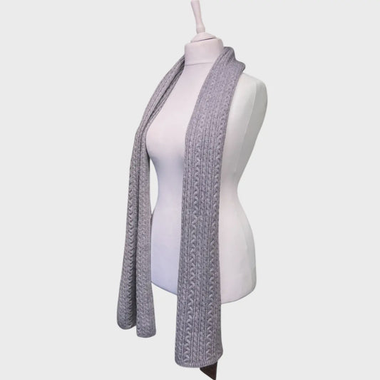 Grey Cable Knit Scarf SW649