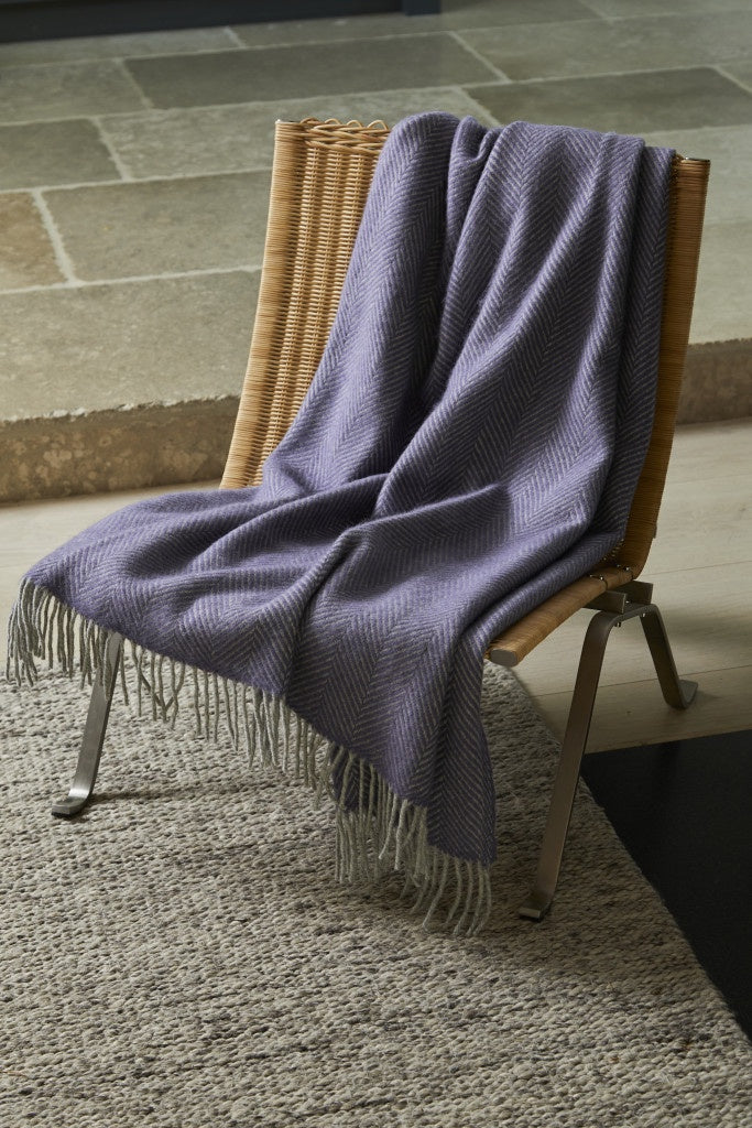 100% wool throws & blankets -  Herringbone heather 150x183cm