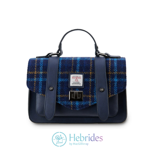 Navy tartan Harris Tweed - Satchel