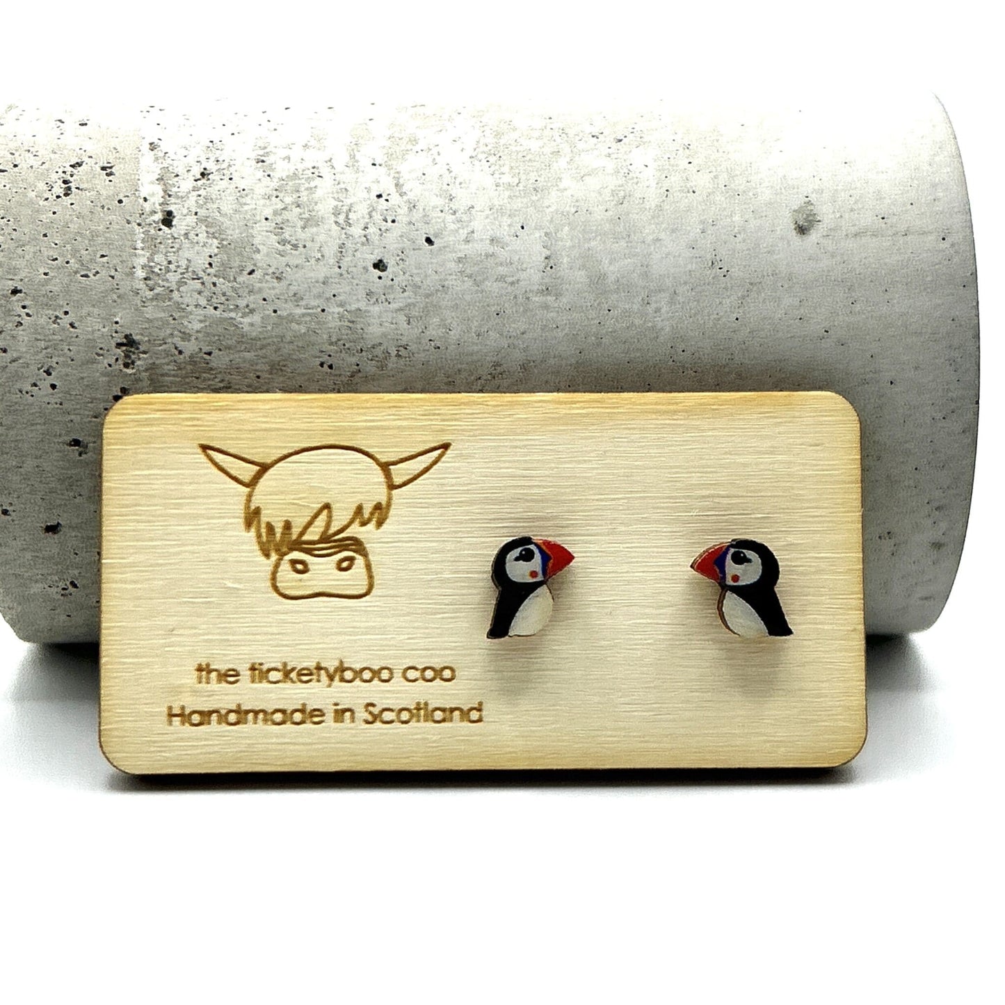 Hand painted Puffin earrings