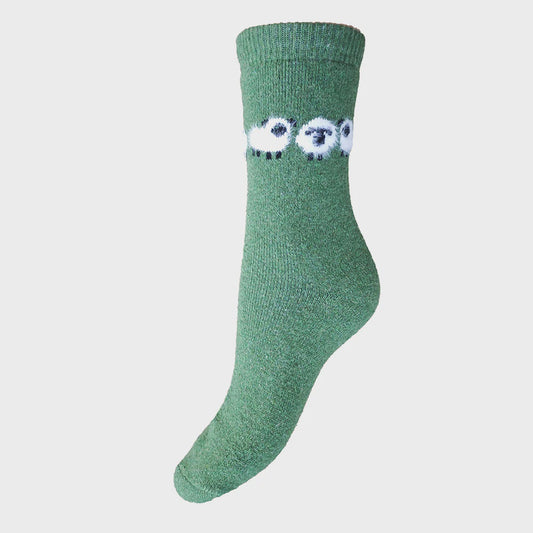 Valais sheep green wool blend socks